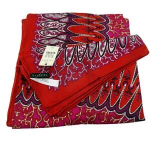 Talbots 100% Silk Scarf NWT Pink & Red Medallion Square Scarf 34